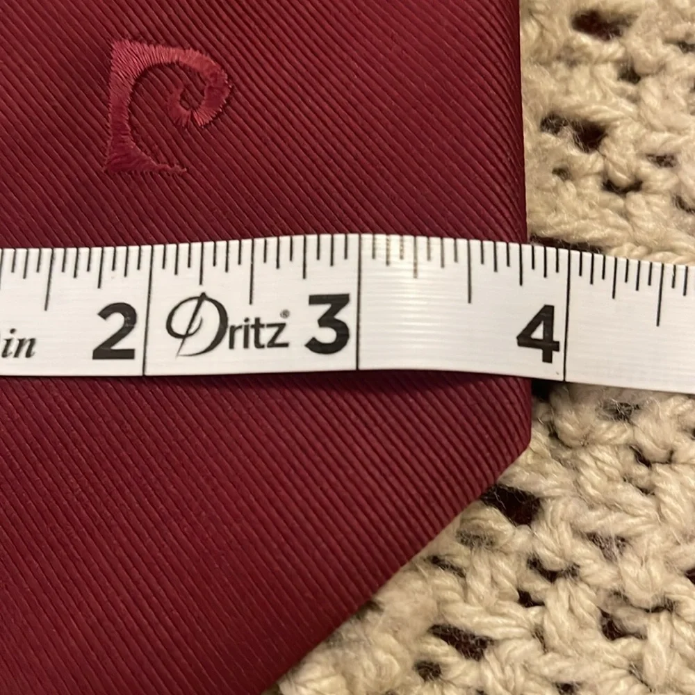 Vtg Pierre Cardin Hudson Tie‎ Paris New York 100% Imported Polyester Burgundy